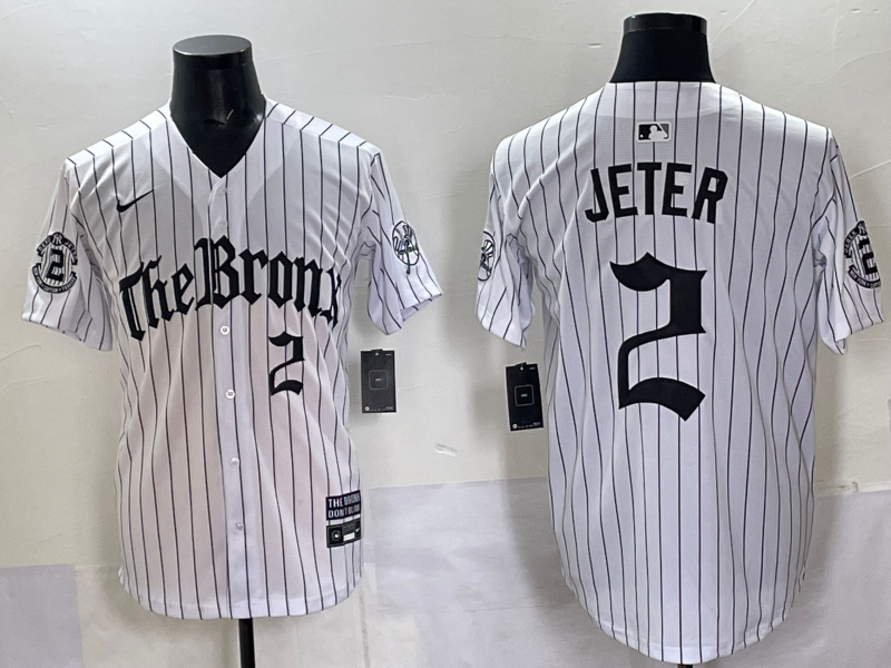 Men's New York Yankees Derek Jeter #2 White Alternate Jersey